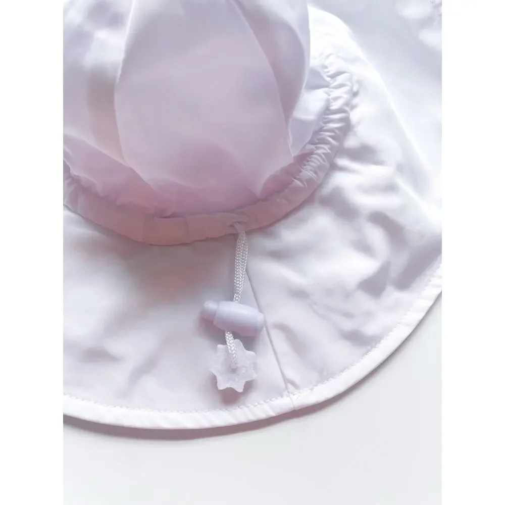 Ruffle Butts Rugged Butts Baby White Sun Hat Bucket Hat Size 6-12 Months
